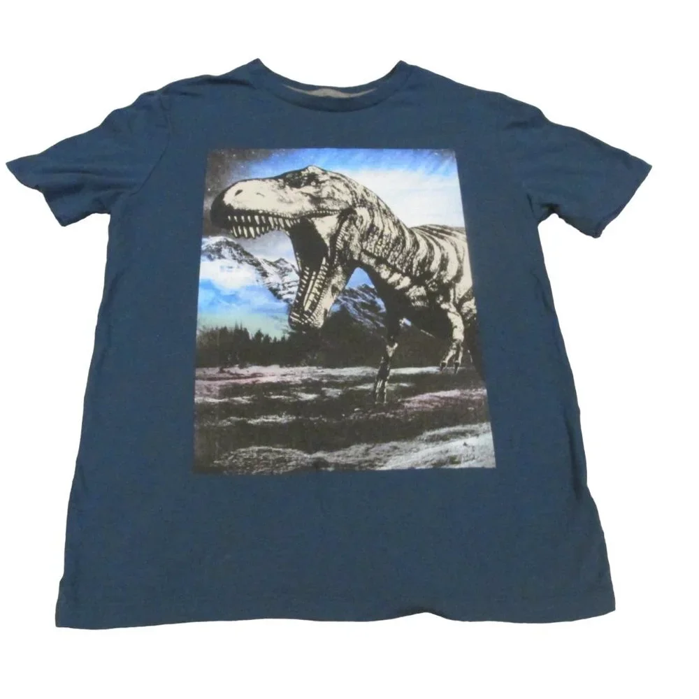 Old‎ Navy Dinosaur Pullover T Shirt Youth Boys Size XL 14-16 Blue Short Sleeve